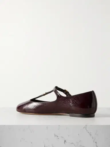 Chloé Marcie Embellished Crinkled Patent-leather Ballet Flats | Thumbnail 3 Chloé Marcie Embellished Crinkled Patent-leather Ballet Flats | Thumbnail 3