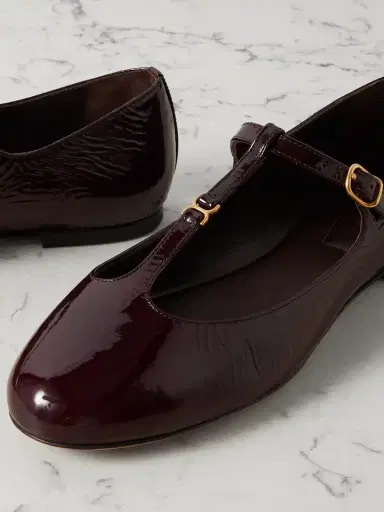 Chloé Marcie Embellished Crinkled Patent-leather Ballet Flats | Thumbnail 4 Chloé Marcie Embellished Crinkled Patent-leather Ballet Flats | Thumbnail 4