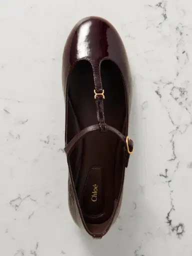 Chloé Marcie Embellished Crinkled Patent-leather Ballet Flats | Thumbnail 5 Chloé Marcie Embellished Crinkled Patent-leather Ballet Flats | Thumbnail 5