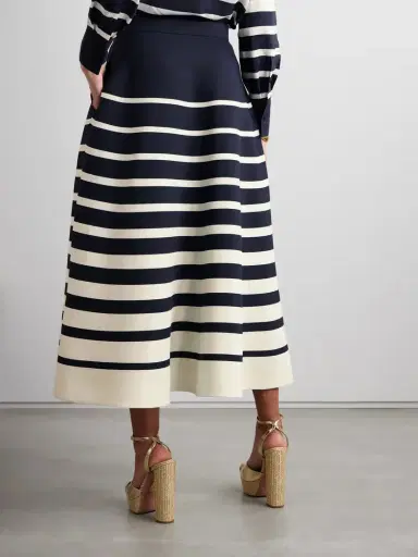 Valentino Garavani Embellished Striped Wool And Silk-blend Midi Skirt | Thumbnail 4 Valentino Garavani Embellished Striped Wool And Silk-blend Midi Skirt | Thumbnail 4