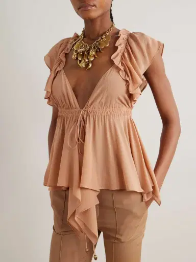 Chloé Ruffled Silk-georgette Blouse | Thumbnail 3 Chloé Ruffled Silk-georgette Blouse | Thumbnail 3