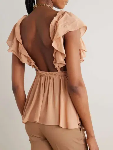 Chloé Ruffled Silk-georgette Blouse | Thumbnail 4 Chloé Ruffled Silk-georgette Blouse | Thumbnail 4