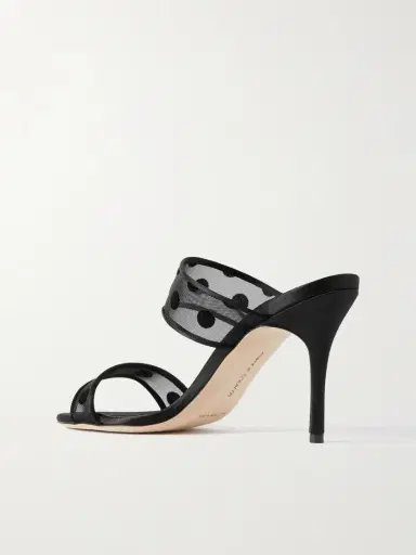 Manolo Blahnik Scolobi 90 Satin-trimmed Flocked Mesh Sandals | Thumbnail 3 Manolo Blahnik Scolobi 90 Satin-trimmed Flocked Mesh Sandals | Thumbnail 3