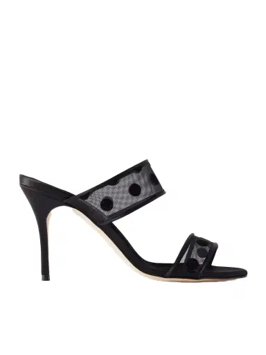Manolo Blahnik Scolobi 90 Satin-trimmed Flocked Mesh Sandals | Thumbnail 1 Manolo Blahnik Scolobi 90 Satin-trimmed Flocked Mesh Sandals | Thumbnail 1