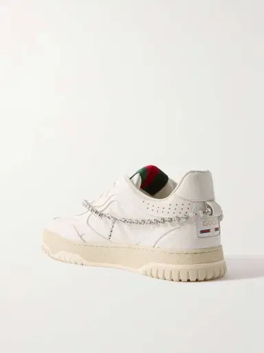Gucci Re-web Grosgrain-trimmed Crystal-embellished Leather Sneakers | Thumbnail 3 Gucci Re-web Grosgrain-trimmed Crystal-embellished Leather Sneakers | Thumbnail 3