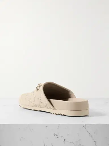Gucci Sol Horsebit-detailed Debossed Leather-trimmed Suede Slippers | Thumbnail 3 Gucci Sol Horsebit-detailed Debossed Leather-trimmed Suede Slippers | Thumbnail 3