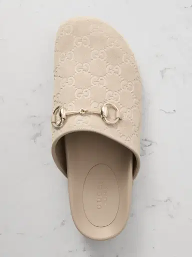 Gucci Sol Horsebit-detailed Debossed Leather-trimmed Suede Slippers | Thumbnail 5 Gucci Sol Horsebit-detailed Debossed Leather-trimmed Suede Slippers | Thumbnail 5