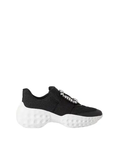 Roger Vivier Viv Run Crystal-embellished Neoprene, Mesh And Leather Sneakers | Thumbnail 1 Roger Vivier Viv Run Crystal-embellished Neoprene, Mesh And Leather Sneakers | Thumbnail 1
