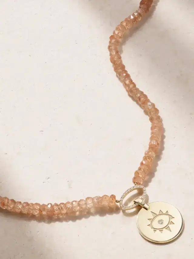 Evil Eye 14-karat Gold, Zircon And Diamond Necklace Evil Eye 14-karat Gold, Zircon And Diamond Necklace