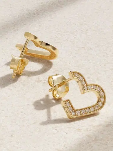 Sydney Evan Small Heart 14-karat Gold Diamond Earrings | Thumbnail 3 Sydney Evan Small Heart 14-karat Gold Diamond Earrings | Thumbnail 3