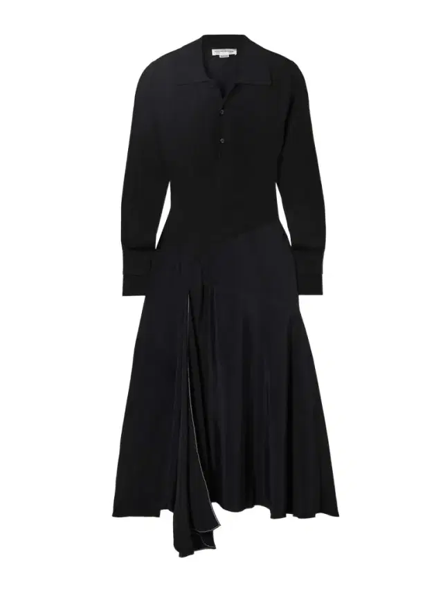 Henley Asymmetric Paneled Wool And Jersey Dress