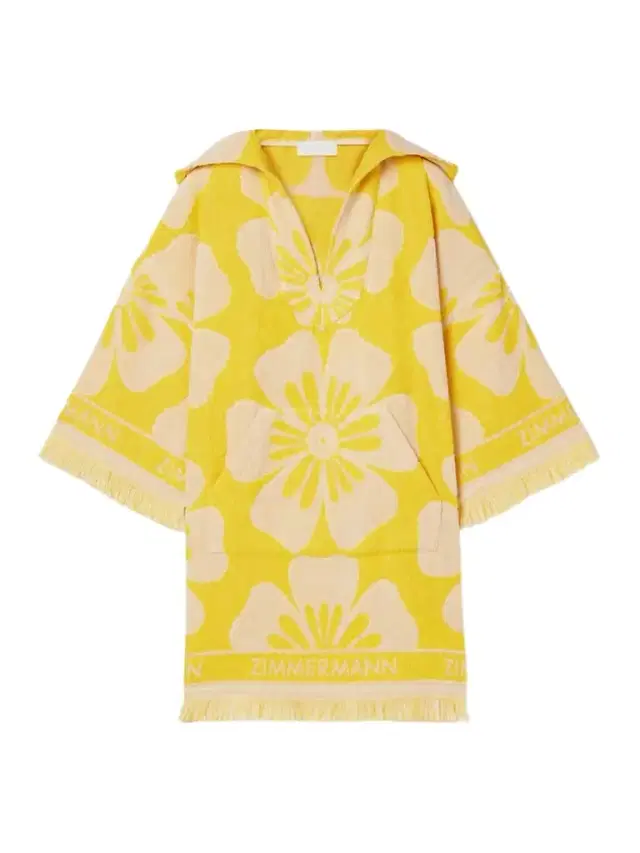 Golden Hooded Frayed Cotton-terry Floral-jacquard Mini Dress