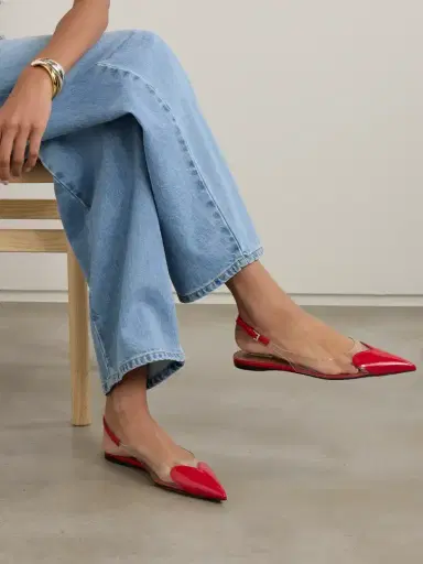 Alaïa Le Cœur Pu And Patent-leather Slingback Point-toe Flats | Thumbnail 2 Alaïa Le Cœur Pu And Patent-leather Slingback Point-toe Flats | Thumbnail 2