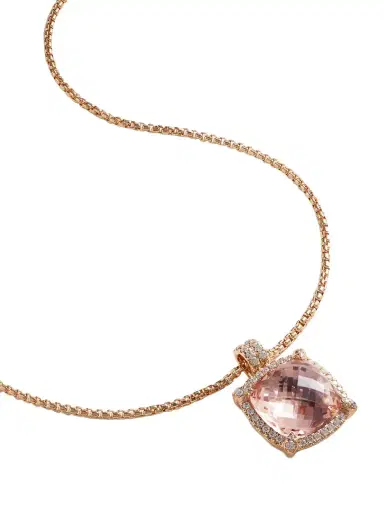 David Yurman Châtelaine® 18-karat Rose Gold, Morganite And Diamond Necklace | Thumbnail 1 David Yurman Châtelaine® 18-karat Rose Gold, Morganite And Diamond Necklace | Thumbnail 1