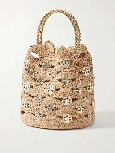 Rabanne Chainmail-embellished Raffia Bucket Bag | Thumbnail 3 Rabanne Chainmail-embellished Raffia Bucket Bag | Thumbnail 3