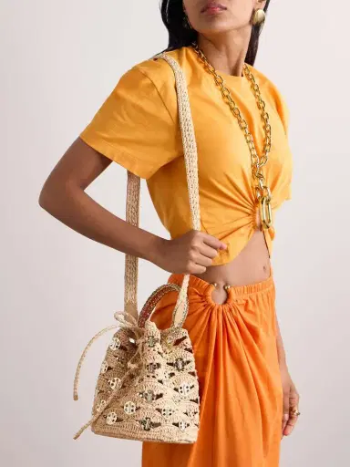 Rabanne Chainmail-embellished Raffia Bucket Bag | Thumbnail 6 Rabanne Chainmail-embellished Raffia Bucket Bag | Thumbnail 6