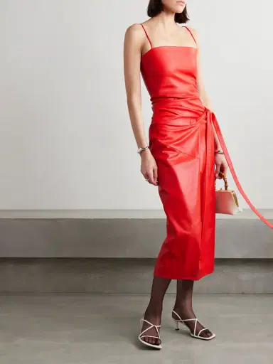 Proenza Schouler Delancy Wrap-effect Leather Midi Dress | Thumbnail 2 Proenza Schouler Delancy Wrap-effect Leather Midi Dress | Thumbnail 2