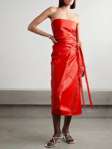 Proenza Schouler Delancy Wrap-effect Leather Midi Dress | Thumbnail 5 Proenza Schouler Delancy Wrap-effect Leather Midi Dress | Thumbnail 5