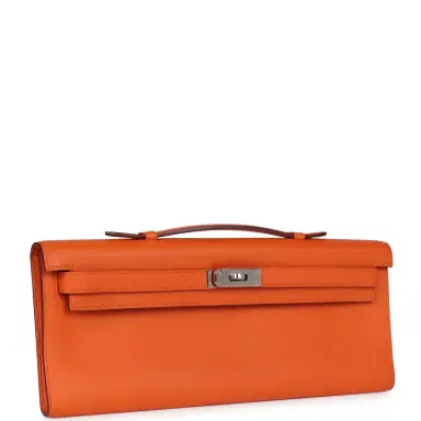 HERMÈS Hermes Kelly Cut Orange Swift Palladium Hardware | Thumbnail 2 HERMÈS Hermes Kelly Cut Orange Swift Palladium Hardware | Thumbnail 2