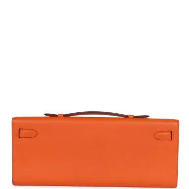 HERMÈS Hermes Kelly Cut Orange Swift Palladium Hardware | Thumbnail 4 HERMÈS Hermes Kelly Cut Orange Swift Palladium Hardware | Thumbnail 4