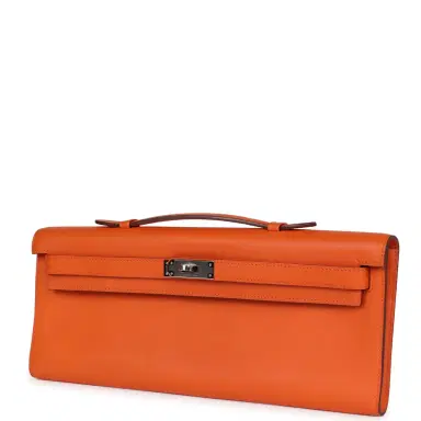 HERMÈS Hermes Kelly Cut Orange Swift Palladium Hardware | Thumbnail 5 HERMÈS Hermes Kelly Cut Orange Swift Palladium Hardware | Thumbnail 5