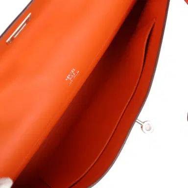 HERMÈS Hermes Kelly Cut Orange Swift Palladium Hardware | Thumbnail 8 HERMÈS Hermes Kelly Cut Orange Swift Palladium Hardware | Thumbnail 8