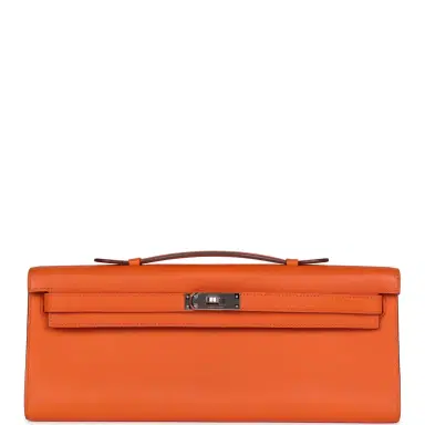 HERMÈS Hermes Kelly Cut Orange Swift Palladium Hardware | Thumbnail 1 HERMÈS Hermes Kelly Cut Orange Swift Palladium Hardware | Thumbnail 1