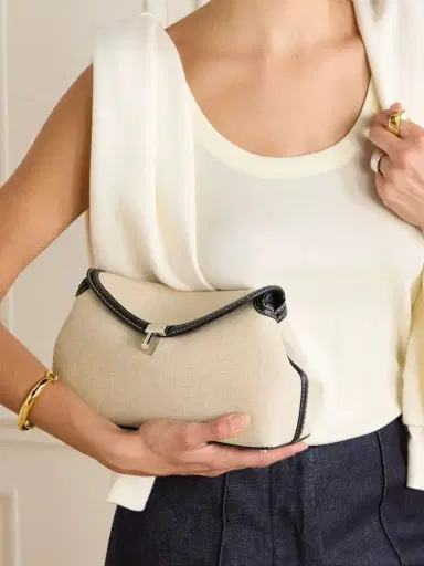 TOTEME T-lock Leather-trimmed Cotton-canvas Clutch | Thumbnail 2 TOTEME T-lock Leather-trimmed Cotton-canvas Clutch | Thumbnail 2