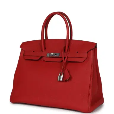 HERMÈS Pre-owned Hermes Birkin 35 Rouge Casaque Togo Palladium Hardware | Thumbnail 5 HERMÈS Pre-owned Hermes Birkin 35 Rouge Casaque Togo Palladium Hardware | Thumbnail 5