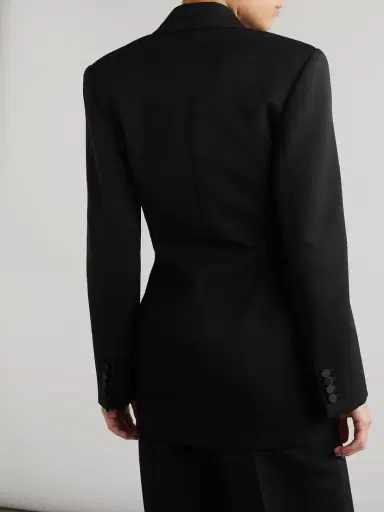 Saint Laurent Double-breasted Twill-trimmed Grain De Poudre Wool Blazer | Thumbnail 4 Saint Laurent Double-breasted Twill-trimmed Grain De Poudre Wool Blazer | Thumbnail 4