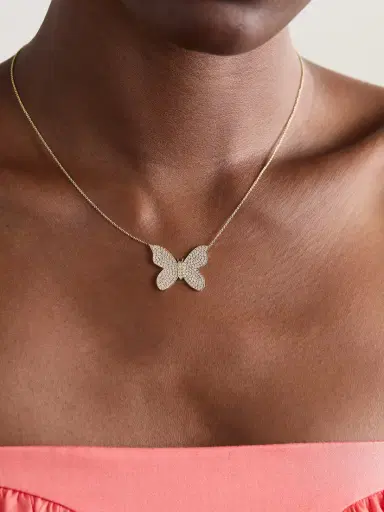 Sydney Evan Large Butterfly 14-karat Gold Diamond Necklace | Thumbnail 2 Sydney Evan Large Butterfly 14-karat Gold Diamond Necklace | Thumbnail 2