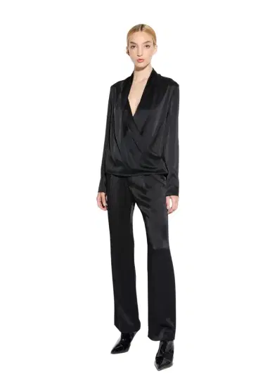 Lapointe Satin Tapered Pleated Pant | Thumbnail 1 Lapointe Satin Tapered Pleated Pant | Thumbnail 1