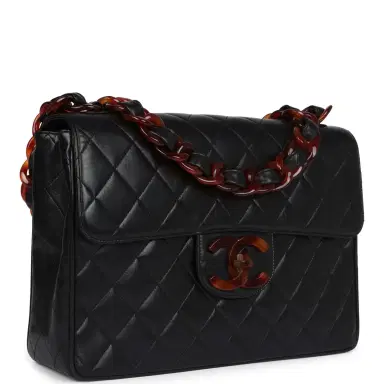 Chanel Vintage Chanel Jumbo Single Flap Bag Black Lambskin Tortoiseshell Hardware | Thumbnail 2 Chanel Vintage Chanel Jumbo Single Flap Bag Black Lambskin Tortoiseshell Hardware | Thumbnail 2