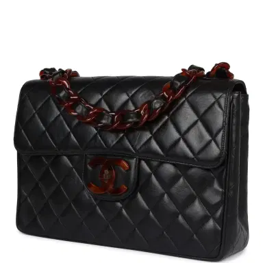 Chanel Vintage Chanel Jumbo Single Flap Bag Black Lambskin Tortoiseshell Hardware | Thumbnail 3 Chanel Vintage Chanel Jumbo Single Flap Bag Black Lambskin Tortoiseshell Hardware | Thumbnail 3