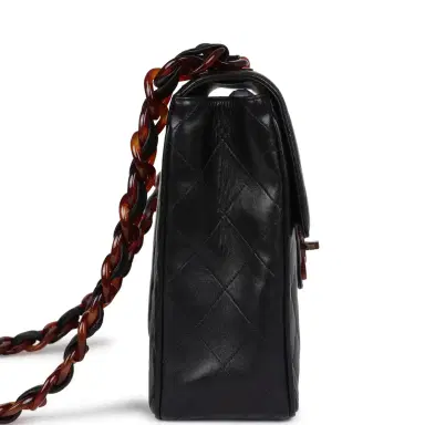 Chanel Vintage Chanel Jumbo Single Flap Bag Black Lambskin Tortoiseshell Hardware | Thumbnail 4 Chanel Vintage Chanel Jumbo Single Flap Bag Black Lambskin Tortoiseshell Hardware | Thumbnail 4