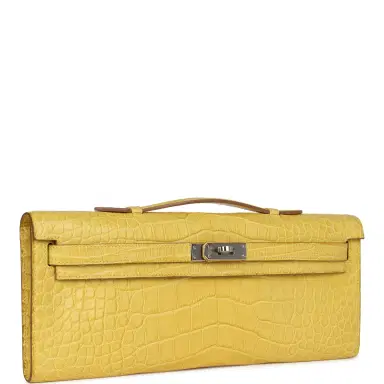 HERMÈS Hermes Kelly Cut Mimosa Matte Alligator Palladium Hardware | Thumbnail 2 HERMÈS Hermes Kelly Cut Mimosa Matte Alligator Palladium Hardware | Thumbnail 2