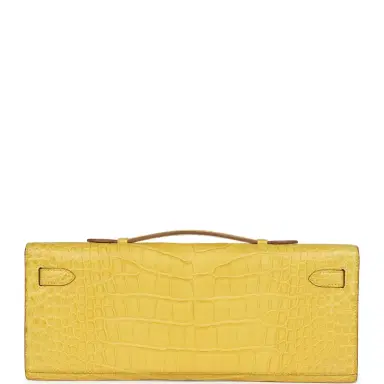 HERMÈS Hermes Kelly Cut Mimosa Matte Alligator Palladium Hardware | Thumbnail 4 HERMÈS Hermes Kelly Cut Mimosa Matte Alligator Palladium Hardware | Thumbnail 4