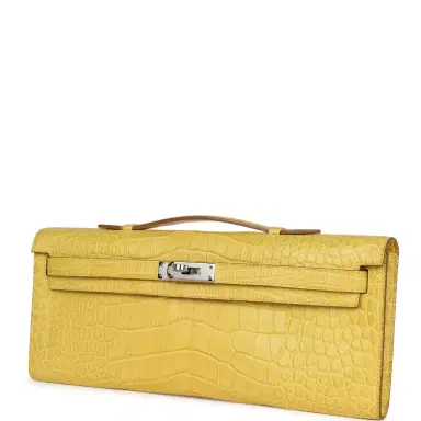 HERMÈS Hermes Kelly Cut Mimosa Matte Alligator Palladium Hardware | Thumbnail 5 HERMÈS Hermes Kelly Cut Mimosa Matte Alligator Palladium Hardware | Thumbnail 5