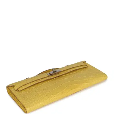 HERMÈS Hermes Kelly Cut Mimosa Matte Alligator Palladium Hardware | Thumbnail 6 HERMÈS Hermes Kelly Cut Mimosa Matte Alligator Palladium Hardware | Thumbnail 6