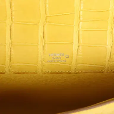 HERMÈS Hermes Kelly Cut Mimosa Matte Alligator Palladium Hardware | Thumbnail 7 HERMÈS Hermes Kelly Cut Mimosa Matte Alligator Palladium Hardware | Thumbnail 7
