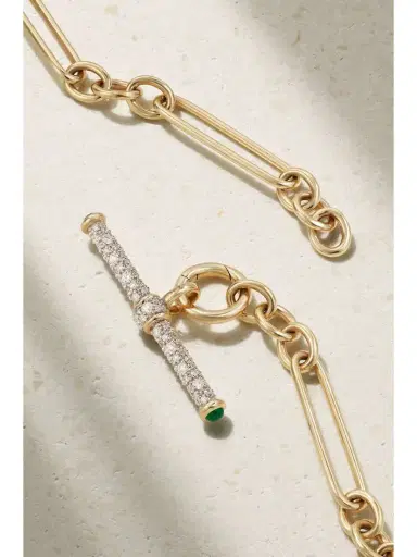 Lucy Delius Trombone T-bar Rhodium-plated 14-karat Recycled Gold, Diamond And Emerald Necklace | Thumbnail 3 Lucy Delius Trombone T-bar Rhodium-plated 14-karat Recycled Gold, Diamond And Emerald Necklace | Thumbnail 3