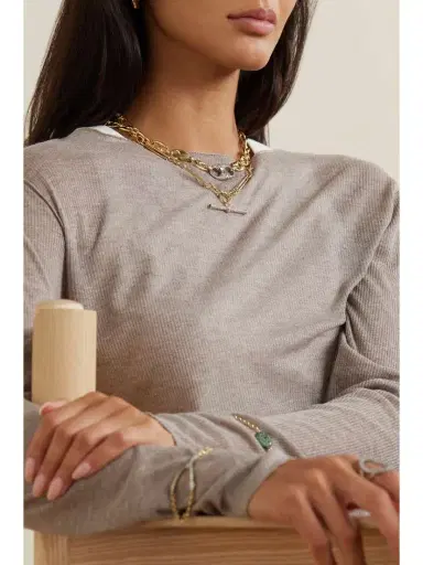 Lucy Delius Trombone T-bar Rhodium-plated 14-karat Recycled Gold, Diamond And Emerald Necklace | Thumbnail 4 Lucy Delius Trombone T-bar Rhodium-plated 14-karat Recycled Gold, Diamond And Emerald Necklace | Thumbnail 4