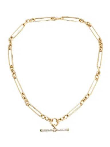 Lucy Delius Trombone T-bar Rhodium-plated 14-karat Recycled Gold, Diamond And Emerald Necklace | Thumbnail 1 Lucy Delius Trombone T-bar Rhodium-plated 14-karat Recycled Gold, Diamond And Emerald Necklace | Thumbnail 1