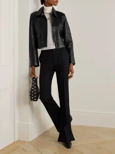 Nour Hammour Bleeker Cropped Paneled Leather Jacket | Thumbnail 2 Nour Hammour Bleeker Cropped Paneled Leather Jacket | Thumbnail 2