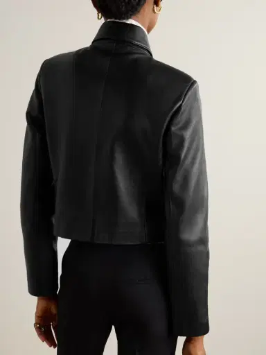 Nour Hammour Bleeker Cropped Paneled Leather Jacket | Thumbnail 4 Nour Hammour Bleeker Cropped Paneled Leather Jacket | Thumbnail 4