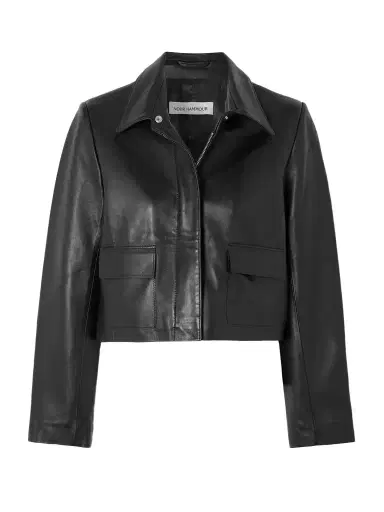 Nour Hammour Bleeker Cropped Paneled Leather Jacket | Thumbnail 1 Nour Hammour Bleeker Cropped Paneled Leather Jacket | Thumbnail 1