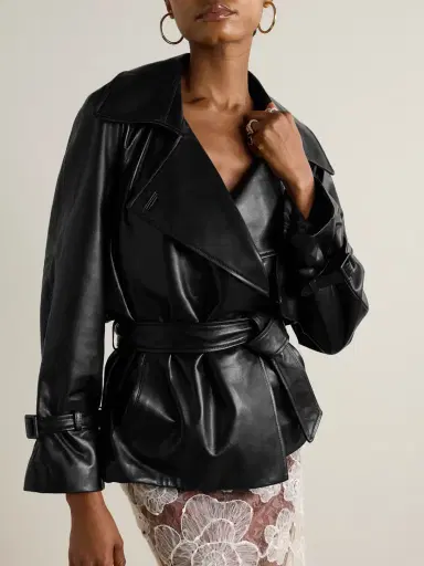 Nour Hammour Brea Oversized Belted Leather Jacket | Thumbnail 3 Nour Hammour Brea Oversized Belted Leather Jacket | Thumbnail 3