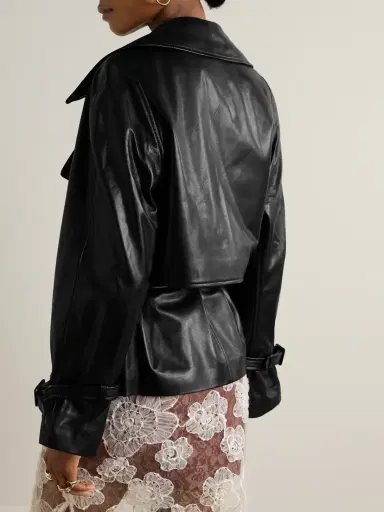 Nour Hammour Brea Oversized Belted Leather Jacket | Thumbnail 4 Nour Hammour Brea Oversized Belted Leather Jacket | Thumbnail 4