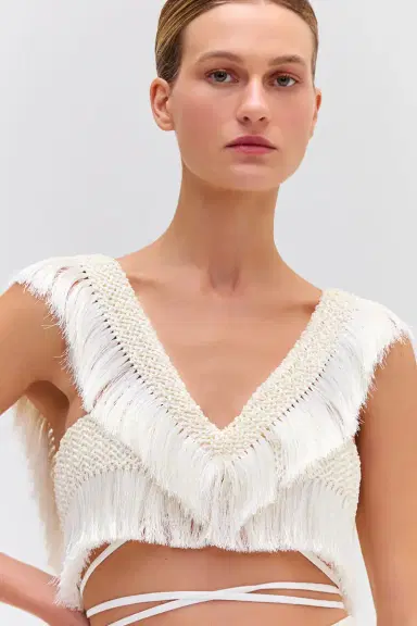PatBo Fringe Trim Cropped Top | Thumbnail 2 PatBo Fringe Trim Cropped Top | Thumbnail 2