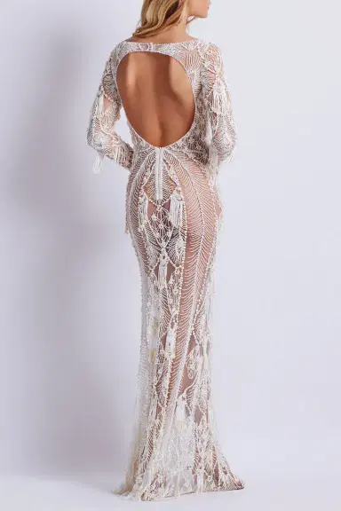 PatBo Hand-Beaded Illusion Tulle Gown (EXCLUSIVE) | Thumbnail 3 PatBo Hand-Beaded Illusion Tulle Gown (EXCLUSIVE) | Thumbnail 3